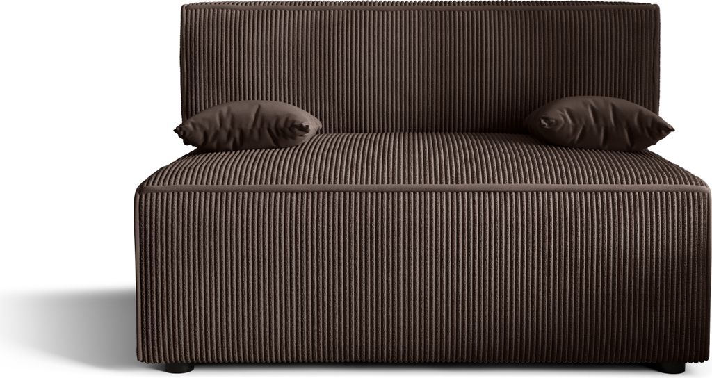 Sofa Alvito, Farbe: Schokoladenbraun. Material: Kord. A: H: 85 cm, L: 94 cm, B: 136 cm,Sofa mit Bettkasten, Sofa klein.