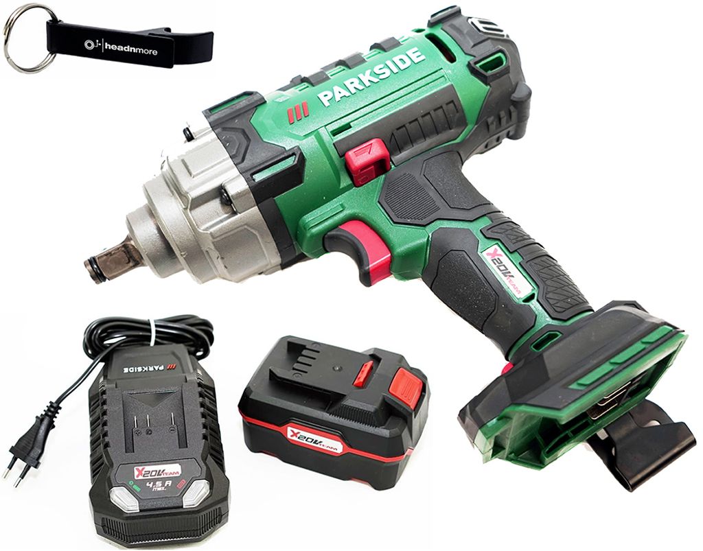 PARKSIDE 20V Akku Schlagschrauber PASSK 20 inkl. Transportkoffer + HEADNMORE Schlüsselanhänger (inkl. 1x 4Ah Akku) im HEADNMORE Bundle