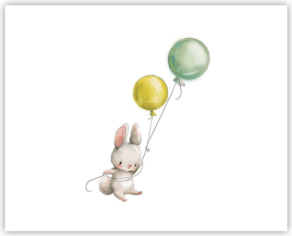 Poster - Poster ohne Rahmen - Häschen Luftballons Kinder - Produktbild 