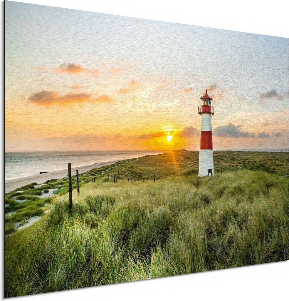 DEQORI Alu-Dibond Bild Silber 60x40 cm 'Leuchtturmliebe' Wandbild Metall dünn Design
