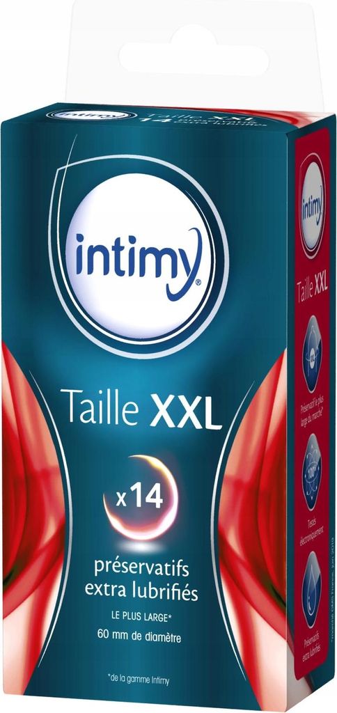 INTIMY Kondome XXL 14 Stück, befeuchtet, glatte Oberfläche, Latex