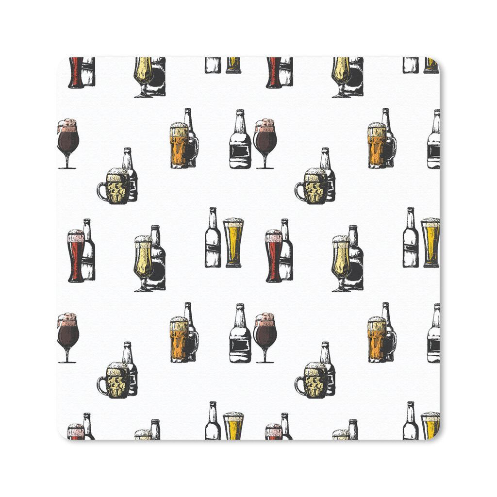 MuchoWow Mauspad Mousepad Bier - Glas - Kartusche 20x20 cm - Mousepads - Maus Mat - Pad - Mausunterlage - Desk Mat - Bureauartikeln