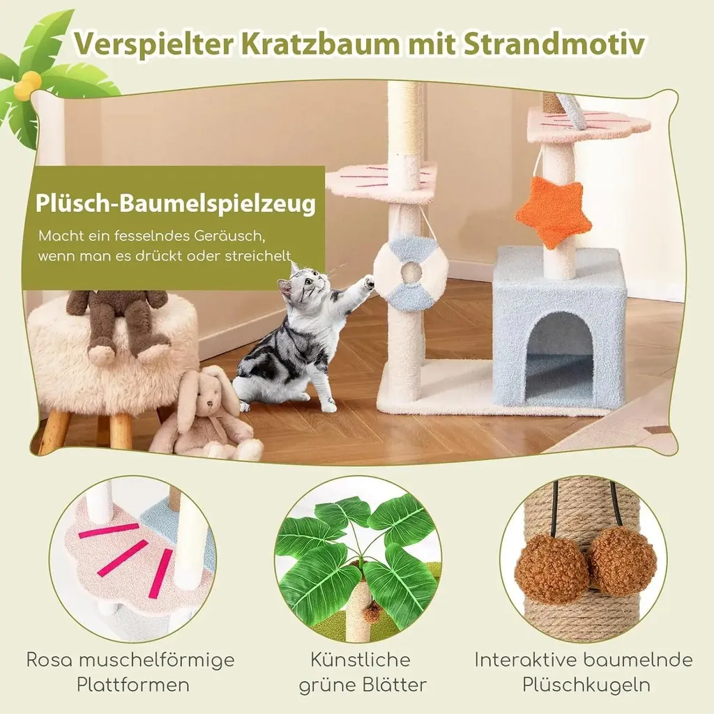 Arbre à chat stable 180 cm vert pour protéger vos meubles des griffes