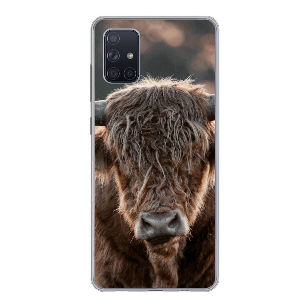 MuchoWow Handyhülle Schutzhülle Hülle für Samsung Galaxy A71 Schottischer Highlander - Mantel - Porträt Silikon Softcase Handy Hülle - Kart...