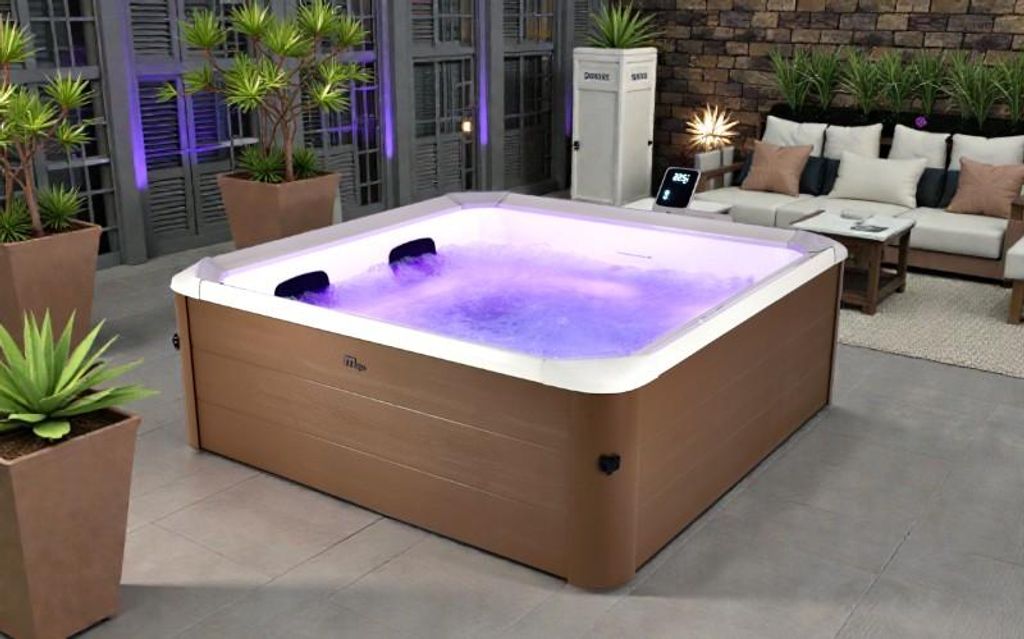 MSpa Whirlpool Frame Oslo AMBER AERO Plus inkl. WiFi / UVC / LED / 8 Hydromassage- / 140 Luftdüsen - 180 cm - XXL - Outdoor Indoor Pool - Ganzjährig