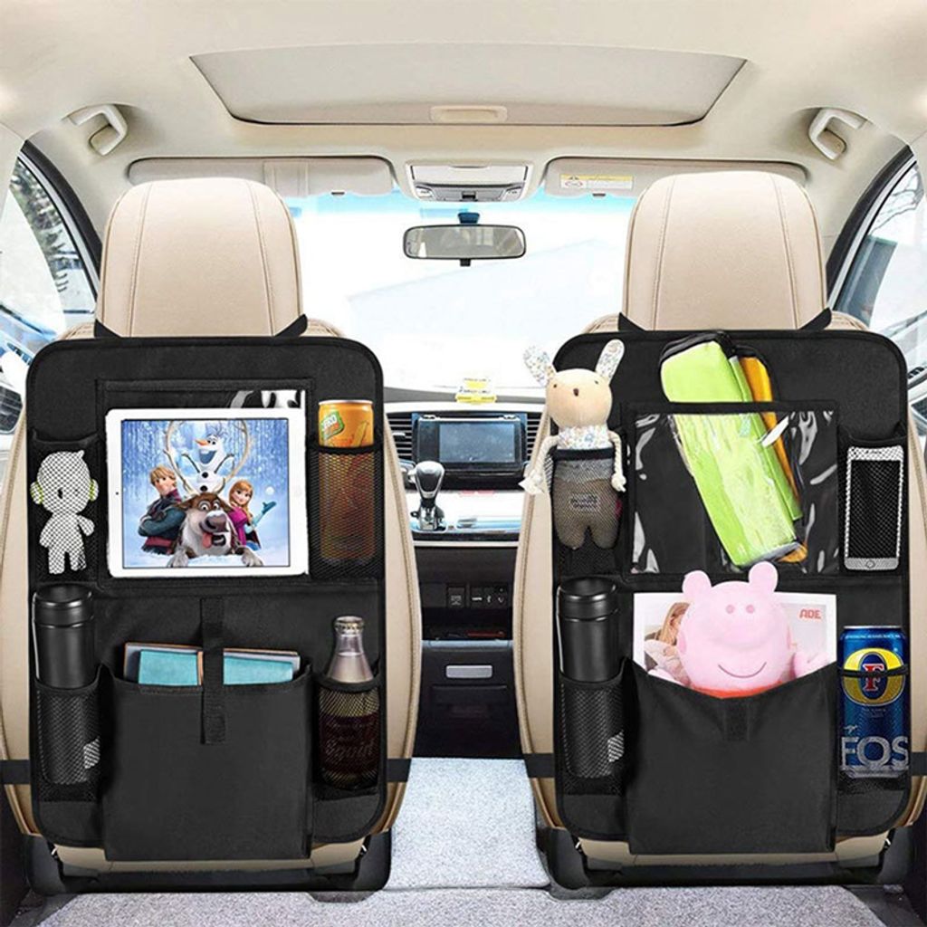 2Stk Auto Rücksitz Organizer Aufbewahrungstasche Rückenlehnenschutz für Kinder 