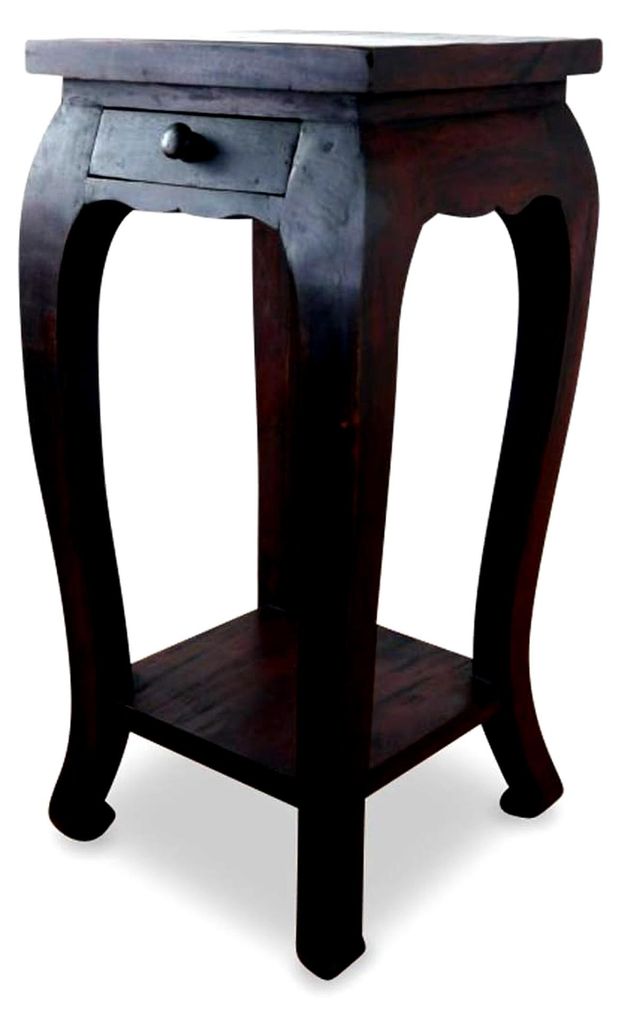 Opiumtisch aus Massivholz – 35x35x75cm – Handgeschnitzter Beistelltisch aus Thailand, Nachhaltig und Zeitlos