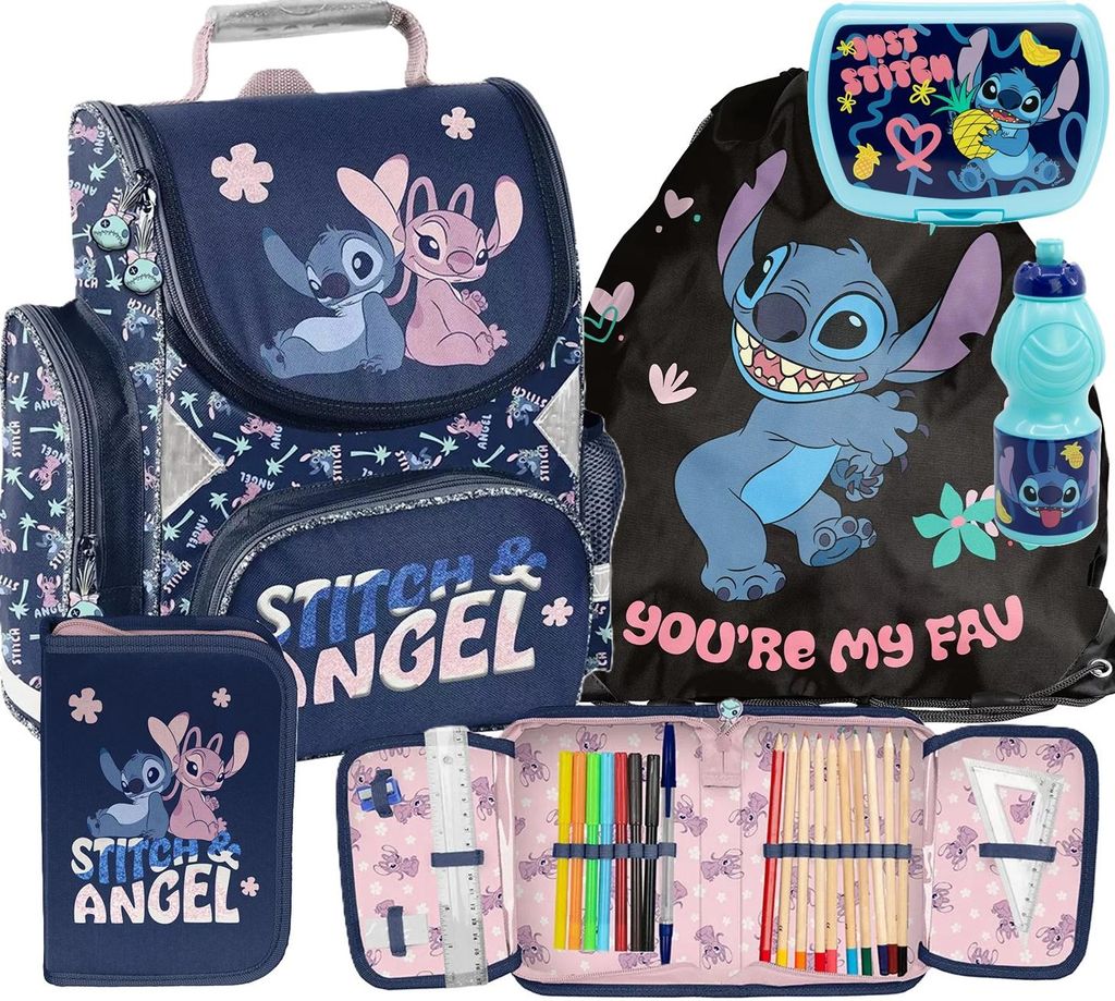 5tlg Lilo und stitch Schulranzen set Rucksack Federtasche Produktbild 