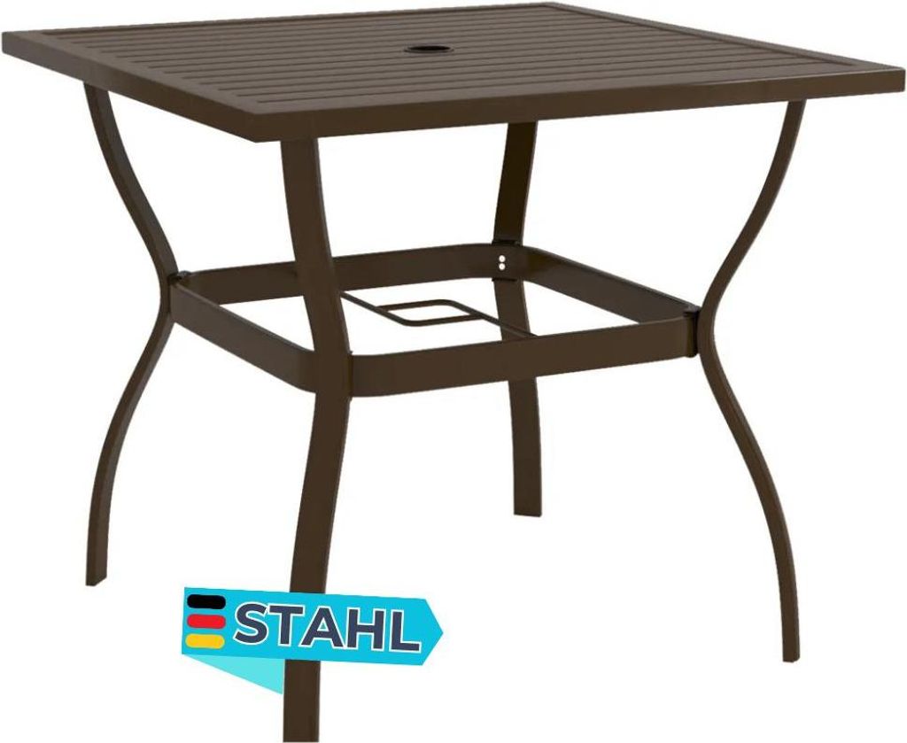 Gartentisch TOMMI Braun 81,5x81,5x72 cm Stahl | Outdoortisch Bistrotisch Terrassentisch