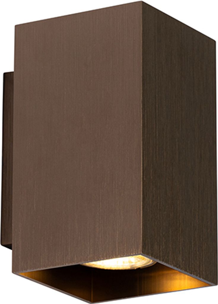 QAZQA - Moderne Wandleuchte dunkelbronze quadratisch - SandyI 2-flammig I Wohnzimmer I Schlafzimmer - Aluminium Rechteckig - LED geeignet GU10