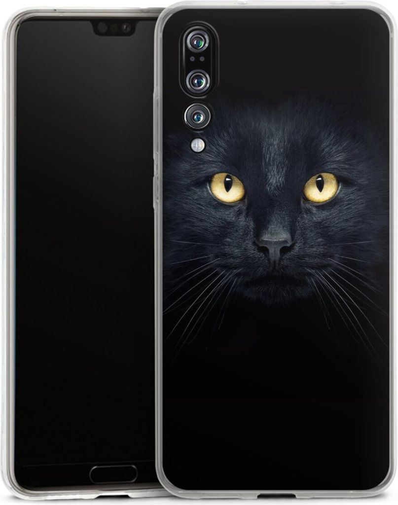 DeinDesign Handyhülle für Huawei P20 Pro Silikon Hülle Case Smartphone Schutzhülle Auge Katze schwarz
