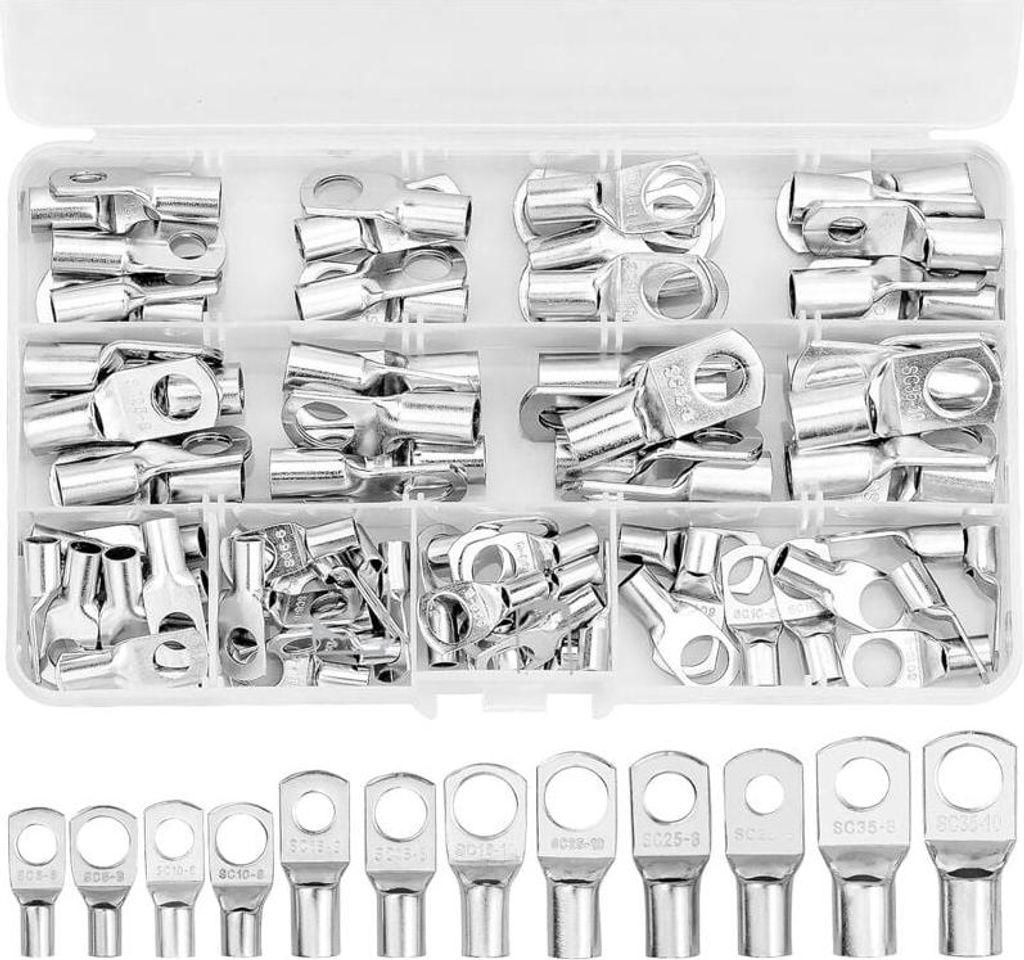 Packung mit 80 verzinnten Kupfer-Kabelschuhen (SC) – Produktbild 