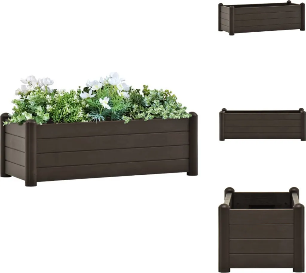 vidaXL Plateau de jardin PP Moka 100x43x35 cm - Jardinière robuste