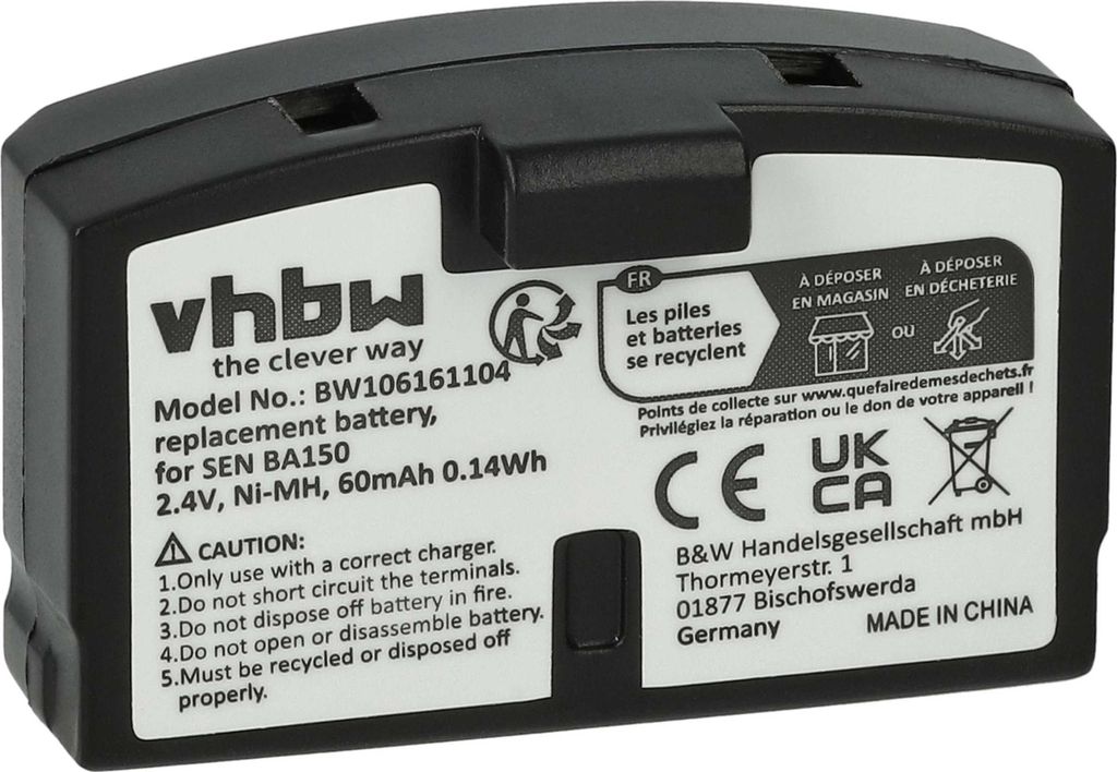 vhbw Akku kompatibel mit Sennheiser SET 55 TV, Set 810, RS 8-9, Set 500, Set 250, Set 2500, Set 50 TV Wireless Headset Kopfhörer (60 mAh, 2,4 V, N...