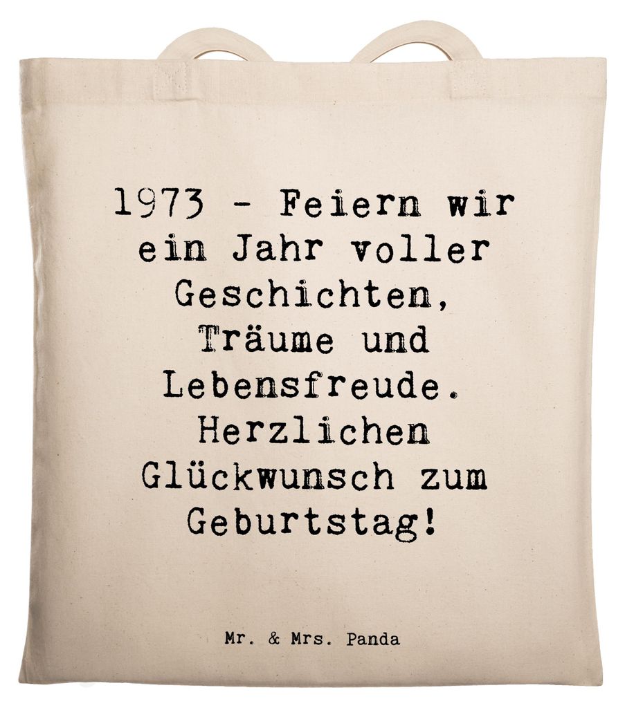 Mr. & Mrs. Panda Tote Bag Spruch 1973 Geburtstag - Weiß - Geschenk, besondere Menschen, Glückwunsch, Alter, Geburtsjahr, Shopping Tasche, Träume...