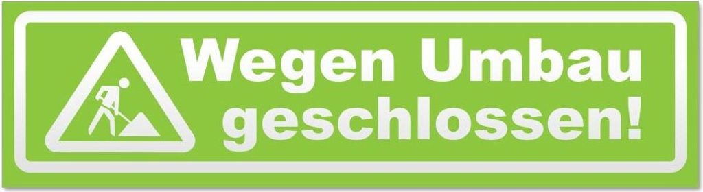 Kiwistar Wegen Umbau geschlossen invertiert Magnetschild Schild magnetisch - 45cm Lindgrün - Magnetfolie für Auto PKW Kfz