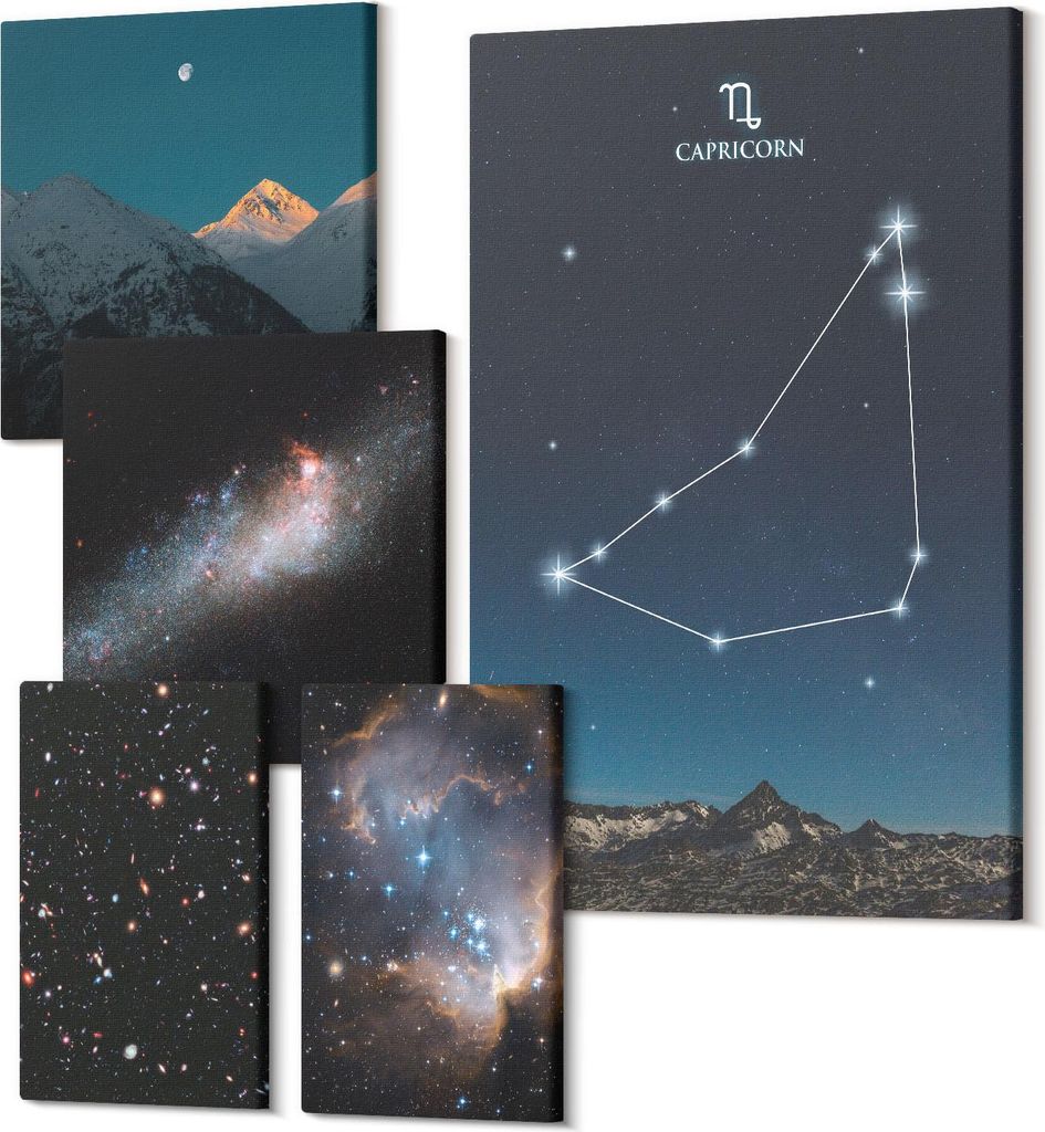 Wandbilder Leinwand 5-teilig – – Polycanvas Kunstdruck – Moderne Bilder für Wohnzimmer & Schlafzimmer – Aufhängefertig – 2x 30x30 cm + ...