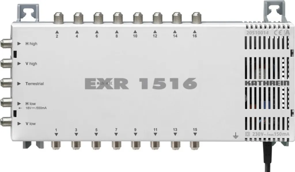 Multiswitch satellite 5 entrées vers 16 sorties avec alimentation interne