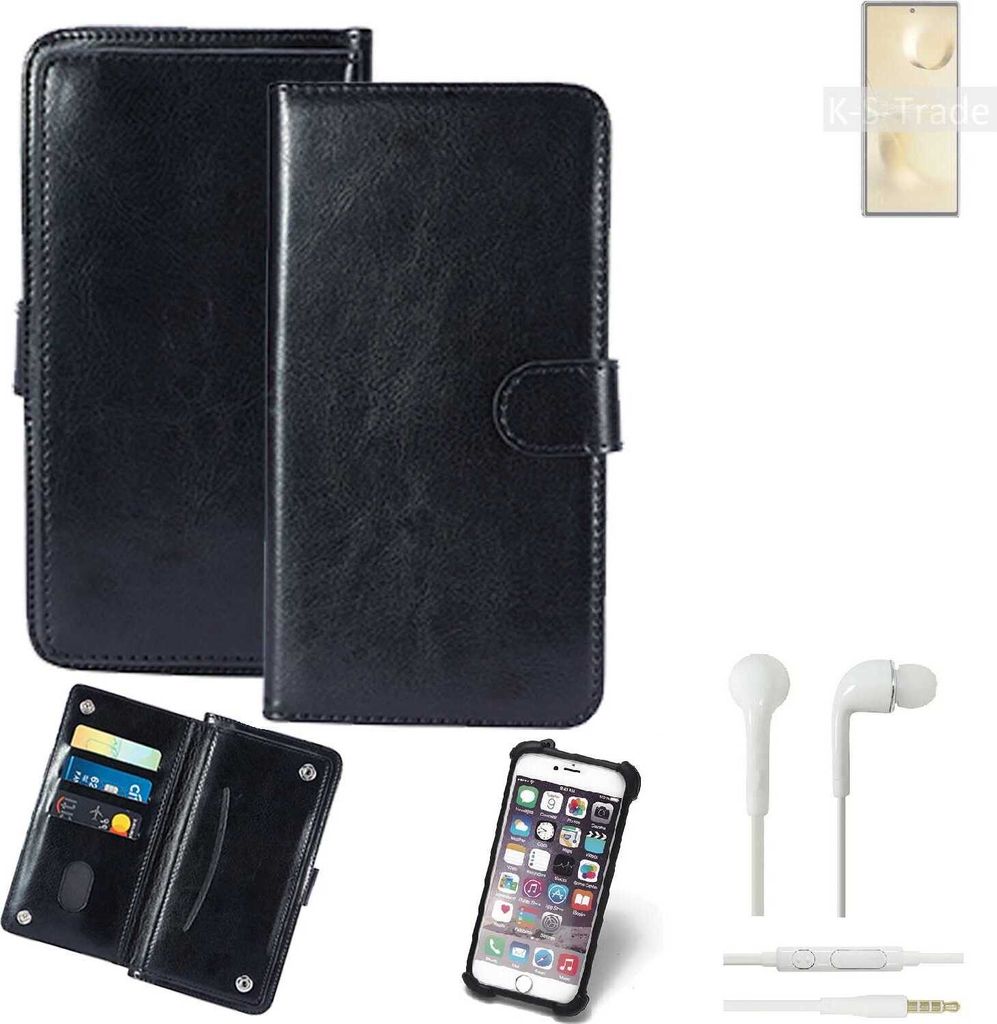 K-S-Trade 360° Hülle kompatibel mit Xiaomi Mi MIX Fold 2 inkl. Headphones schwarz Kunstleder Case BookCase WalletCase Kunstlederederhülle