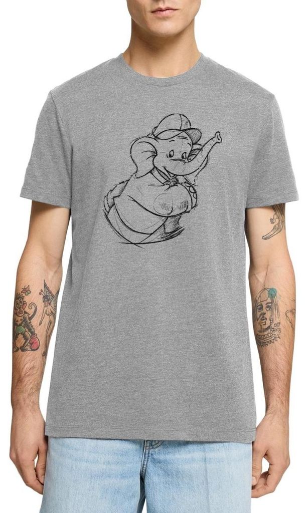 Spreadshirt Benjamin Blümchen Porträt Zeichnung Skizze Männer Premium T-Shirt, XL, Grau meliert