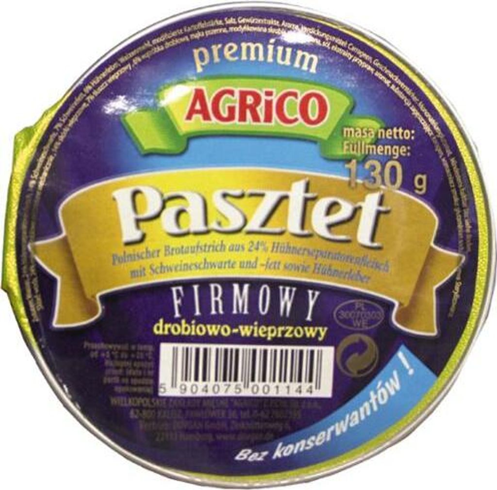 Agrico "Pasztet drobiowy" Geflügelpastete 130g Produktbild 