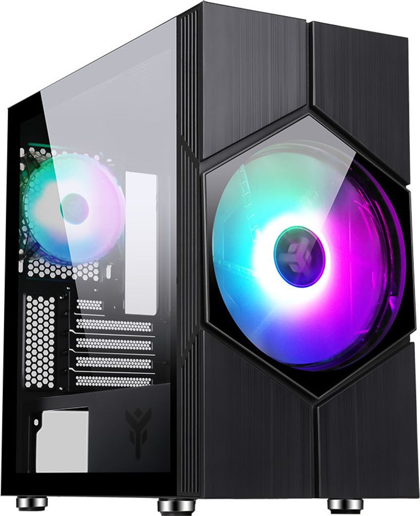 itek VORTEX, Mini Tower, PC, Schwarz, ITX, micro ATX, ABS, SPCC, Gaming