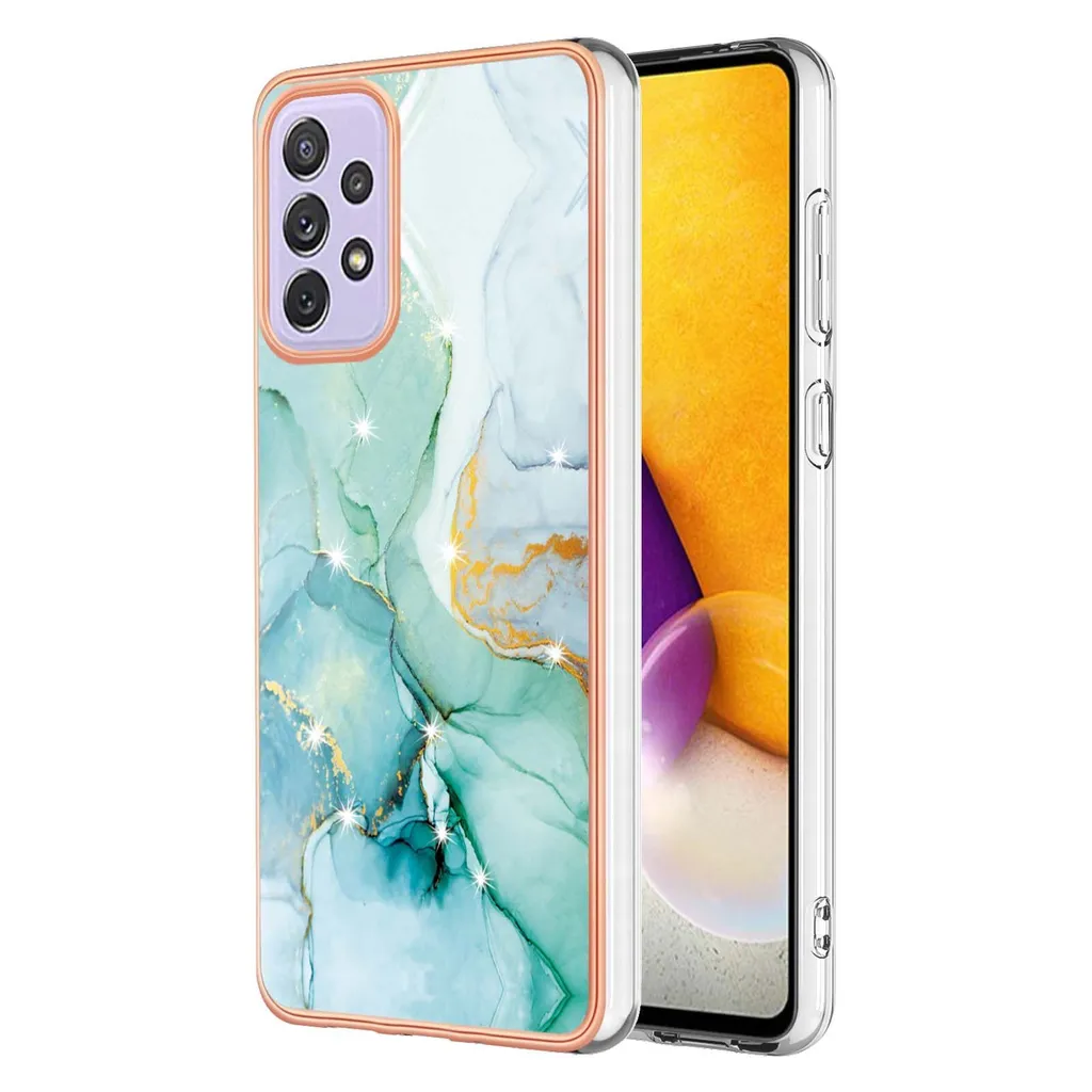 Custodia per Samsung Galaxy A73 5G, sottile marmo antiurto morbido TPU paraurti verde