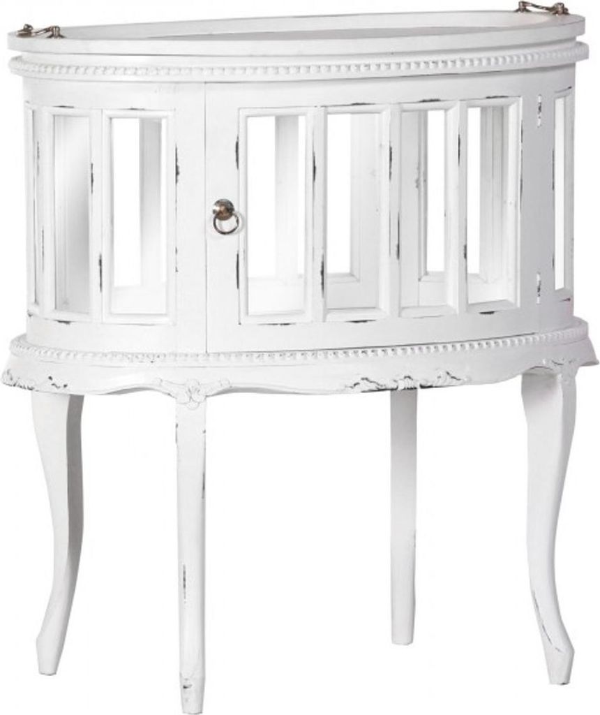 Casa Padrino Bar Schrank Weinschrank Whiskey Schrankbar Shabby Chic Look Weiß - Barock Rokoko Jugendstil Glasschrank