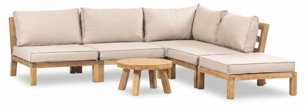 Eck-Lounge-Set Kent | 6-teilig | Sand | Akazienholz Produktbild 