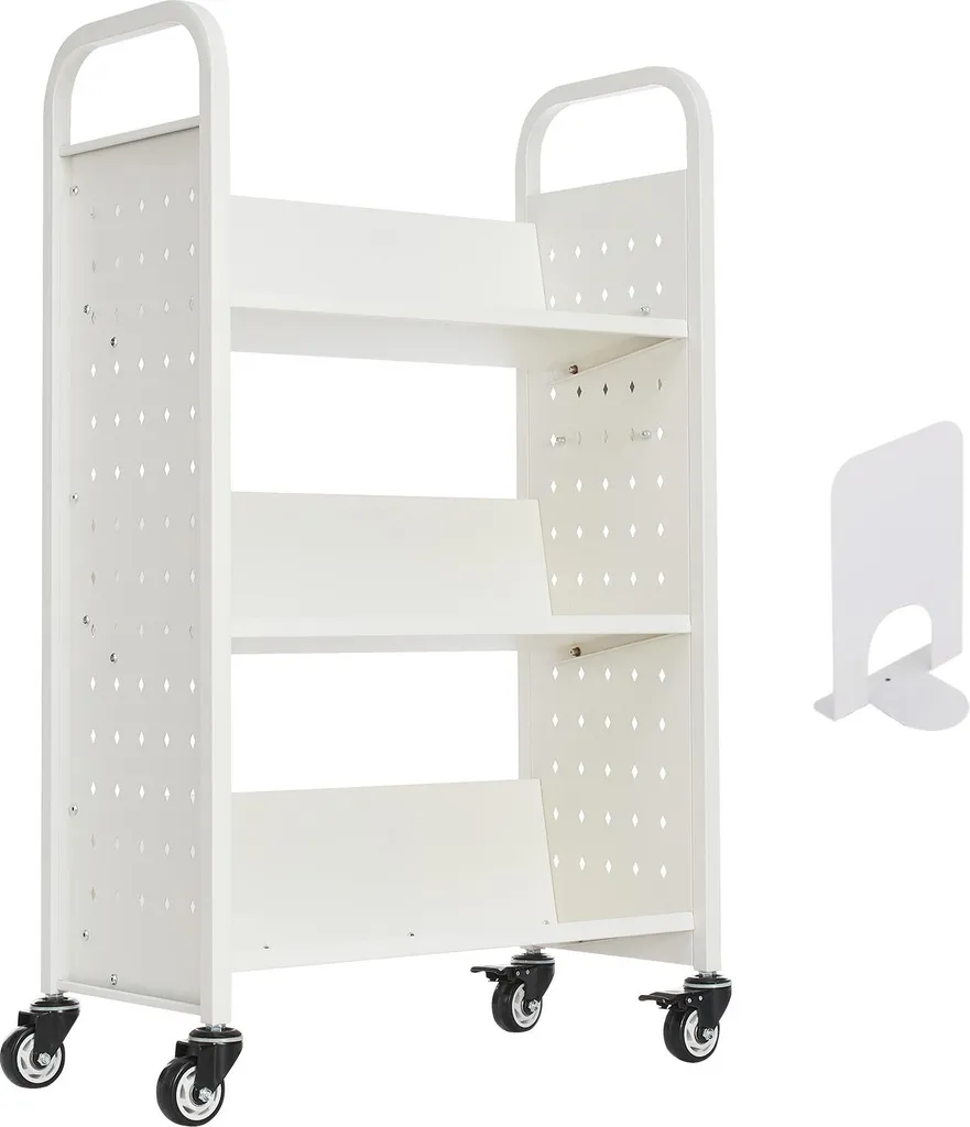 Carrello Porta Libri SucceBuy 150kg | Libreria Mobile Bianca Professionale