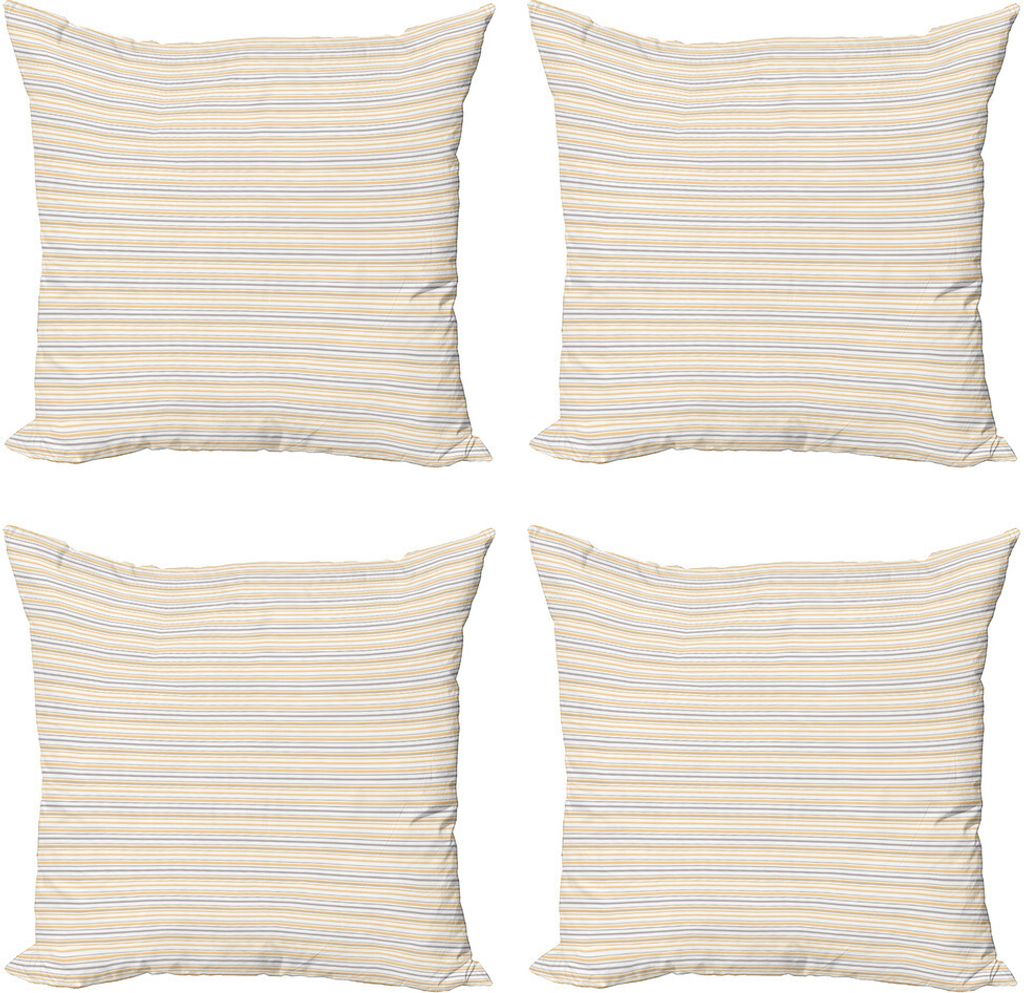 ABAKUHAUS Jahrgang Kissenbezug Set (4 Stück), Shabby Farbige Linien, Moderner Doppelseitiger Digitaldruck, 45 cm x 45 cm, Orange Weiß Kadett-Blau