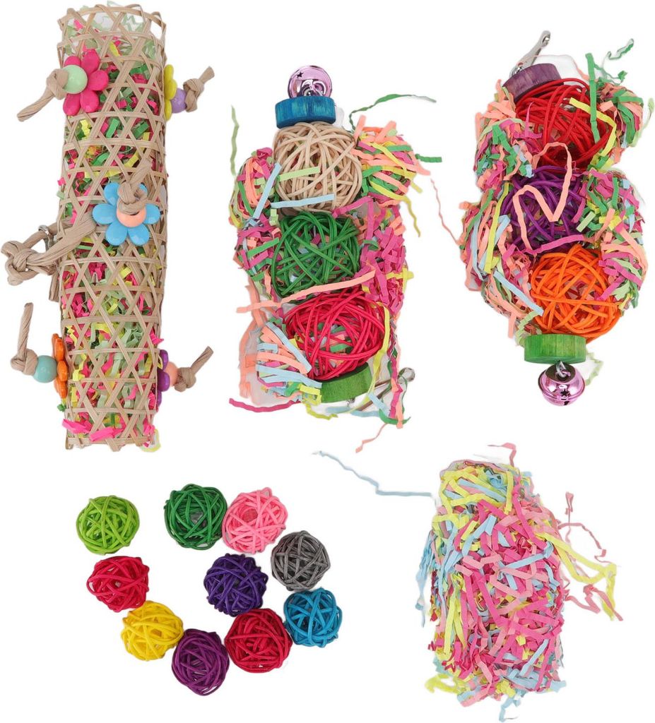 Spielzeug zum Zerkleinern von Vögeln, farbenfrohes Spielzeug zur Linderung von Langeweile, Kauen für Papageien auf Nahrungssuche, mit Glocke für...