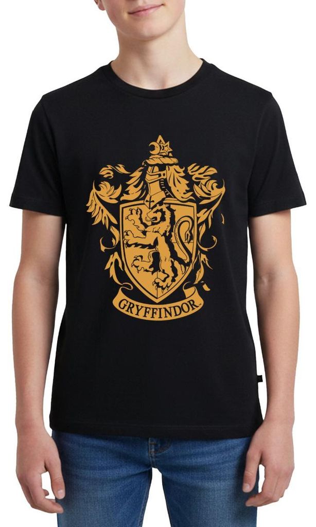 Spreadshirt Harry Potter Haus Gryffindor Wappen Logo Teenager Premium T-Shirt, 158/164 (12 Jahre), Schwarz