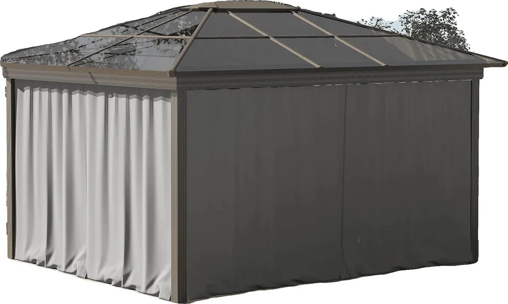 Parois de gazebo légères 3x2 m - 4 rideaux gris faciles à installer