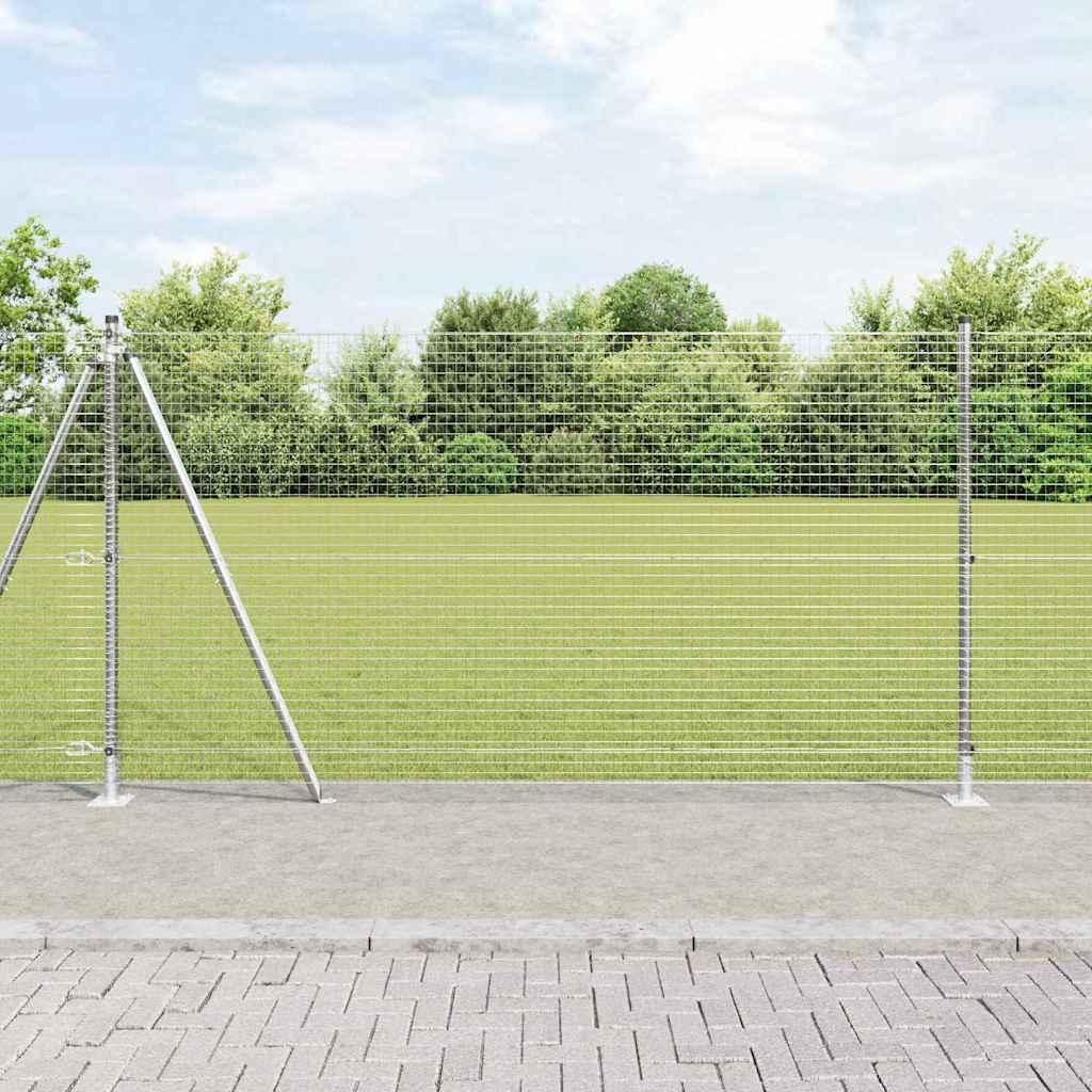 Zaun mit Pfosten Silber 1,2 x 50 m Stahl