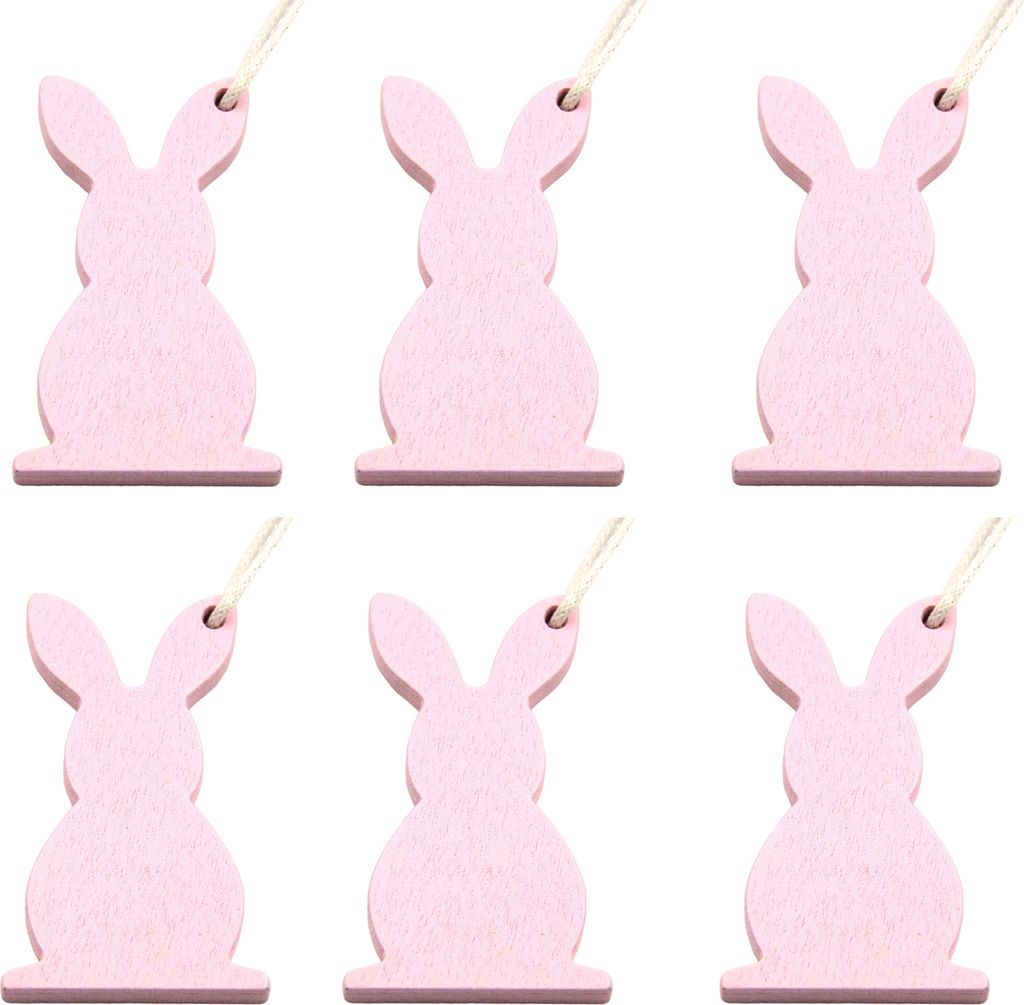 6 Stück Osterhasen-Ornamente aus Holz in Ei-Form, hängende Ornamente, ausgeschnittene Hasen-Osterei-Ornamente für Baumtür, festliche Heimdekora...