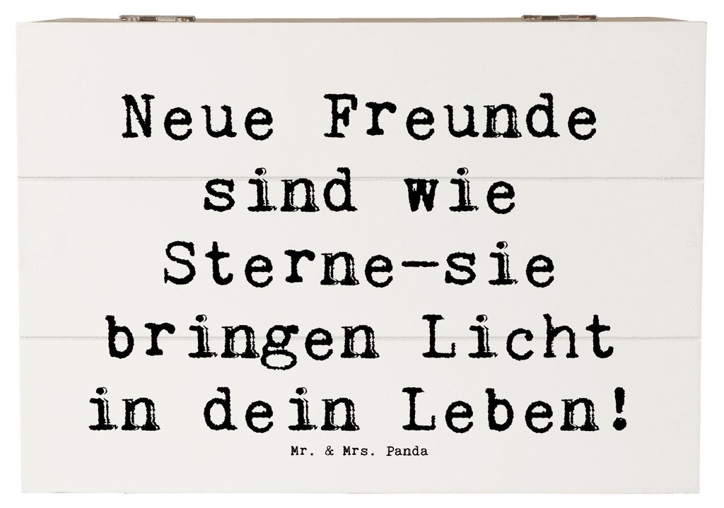 Mr. & Mrs. Panda Kiste Spruch Neue Freunde finden 22 x 15 cm - Weiß - Geschenk, herzliche Beziehungen, optimistisch bleiben, gemeinsame Momente, Z...