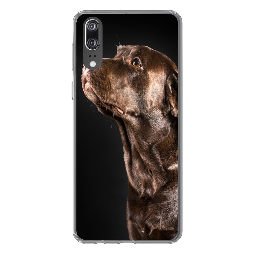 MuchoWow Handyhülle Schutzhülle Hülle für Huawei P20 Hund - Braun - Porträt Silikon Softcase Handy Hülle - Hardcover