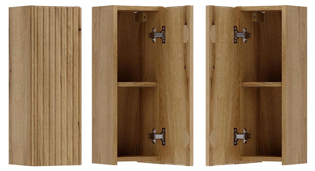 Badezimmer Hängeschrank mit 20 cm Breite, Eiche mit gerillter Front, 1 Tür - NEWPORT-56-EVOKE
