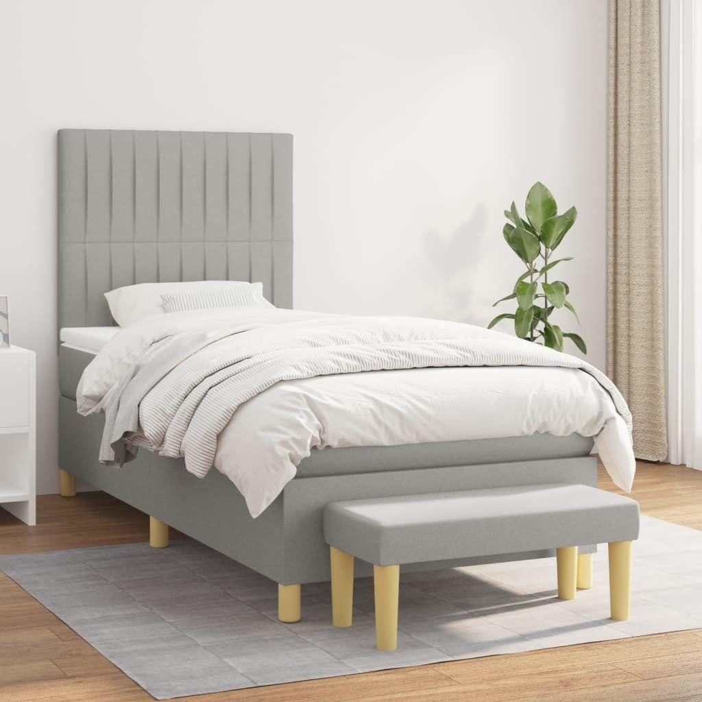 Maison Exclusive - Boxspringbett mit Matratze Hellgrau 90x200 cm Stoff
