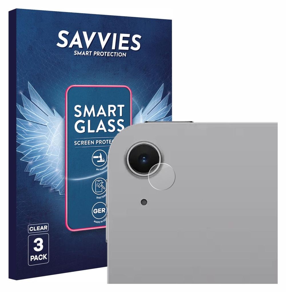 3x Savvies Schutzglas Folie für Apple iPad Air 11" M4 2026 (NUR Kameraschutz) 9H Panzer Schutzfolie Glas Displayschutz klar transparent