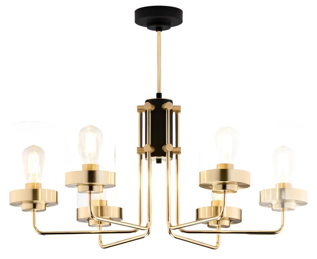 Lustre RAMIREZ 6xE27 - Solution éclairage puissant pour grand séjour noir