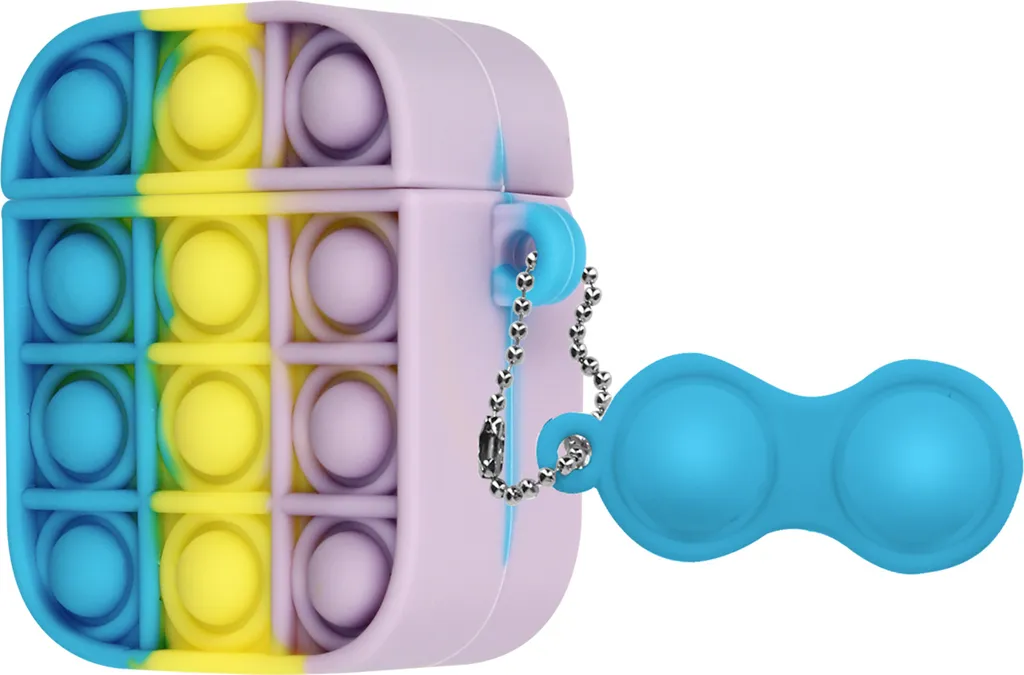 Custodia in silicone AirPods 1 / 2 Bubble Pop, design a 2 pezzi - Colorata