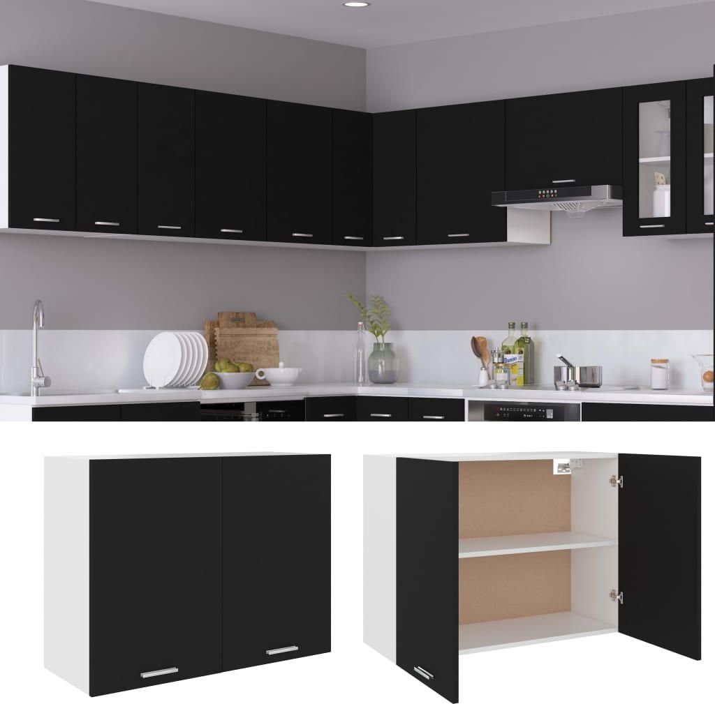vidaXL Nástenná skrinka Lyon Black 80x31x60 cm Materiál na Obrázok produktu 