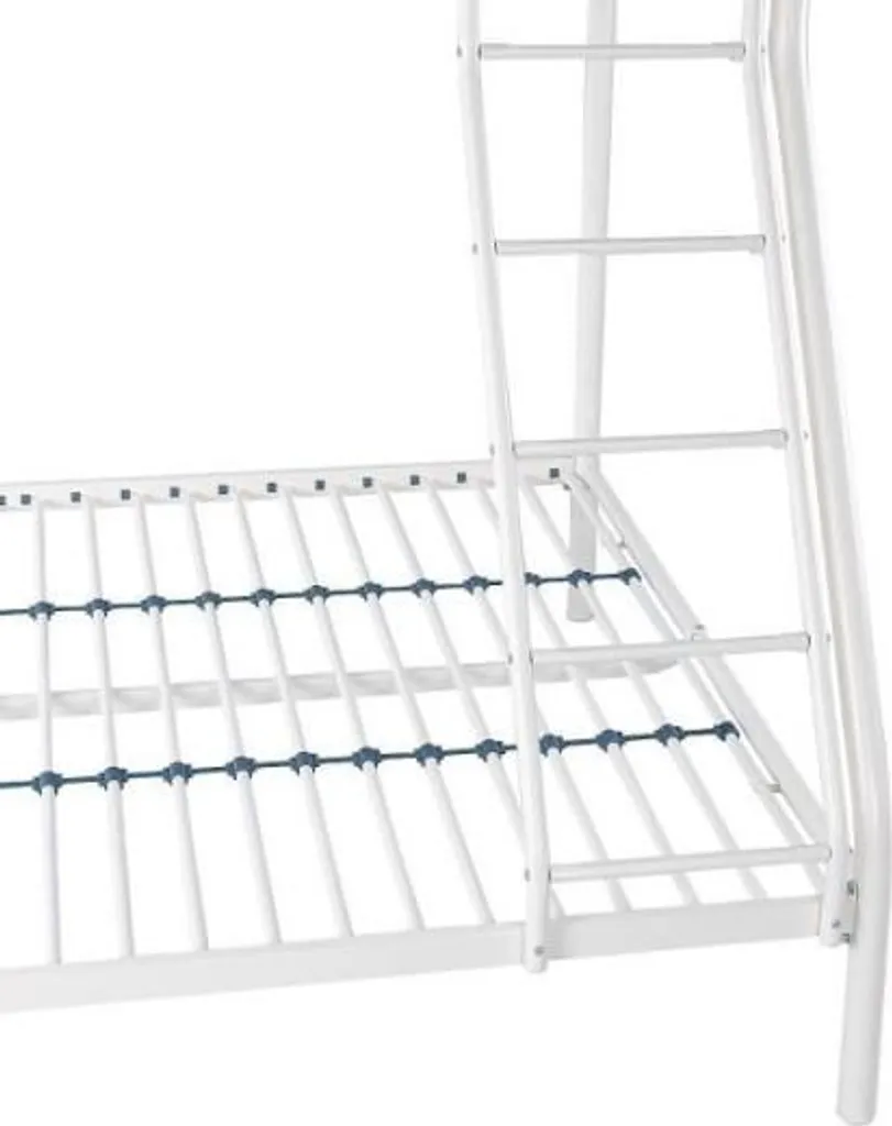 Lit superposé gain de place métal argent 3 personnes avec boxspring