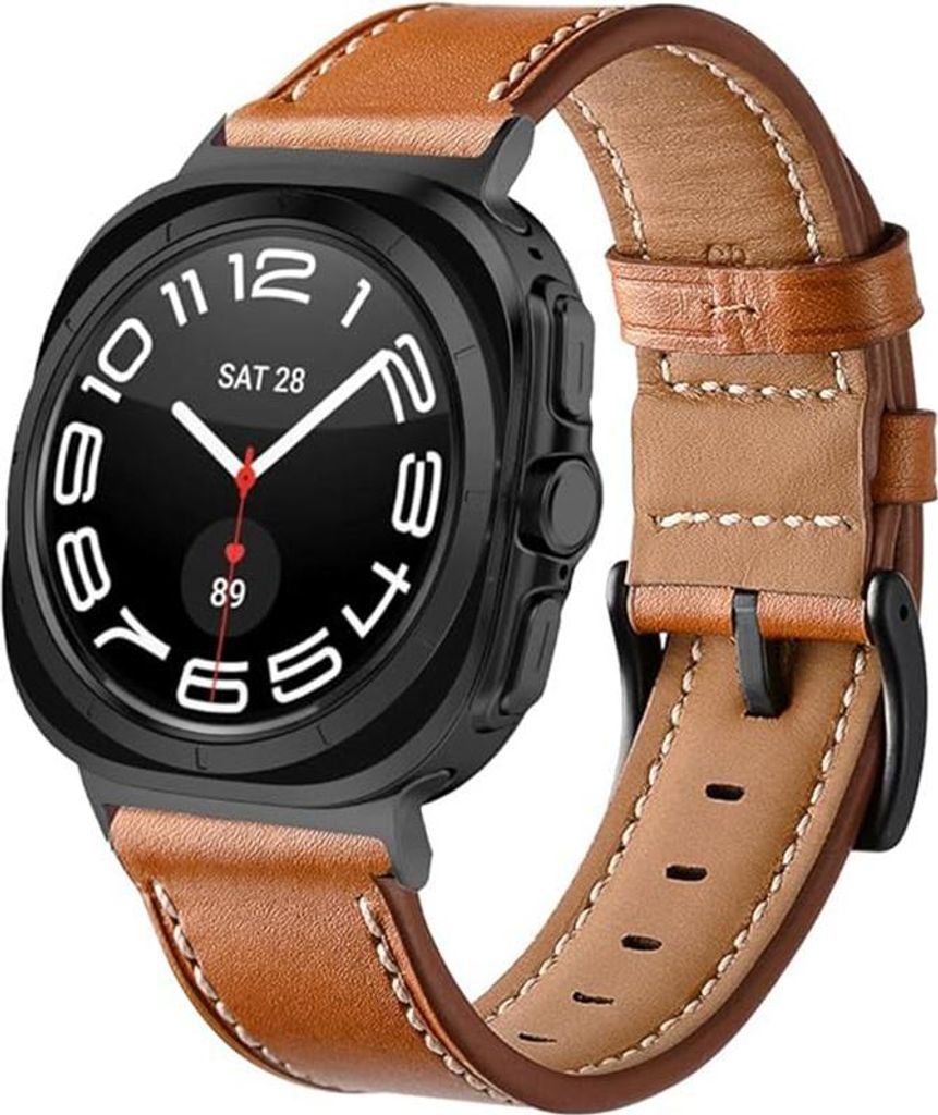 Strap-it Lederarmband mit Schnallenverschluss - passend für Samsung Galaxy Watch Ultra / Ultra 2025 (braun)