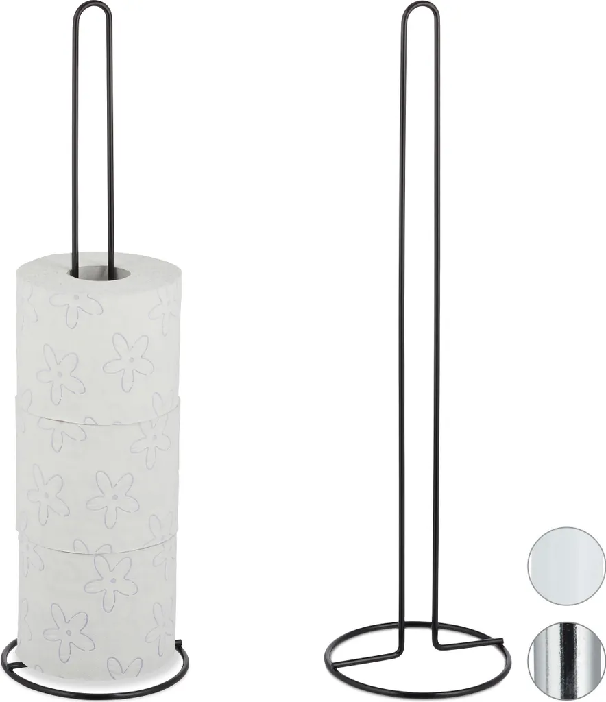 Relaxdays 10 x Porte-rouleau de rechange WC noir mat en acier robuste