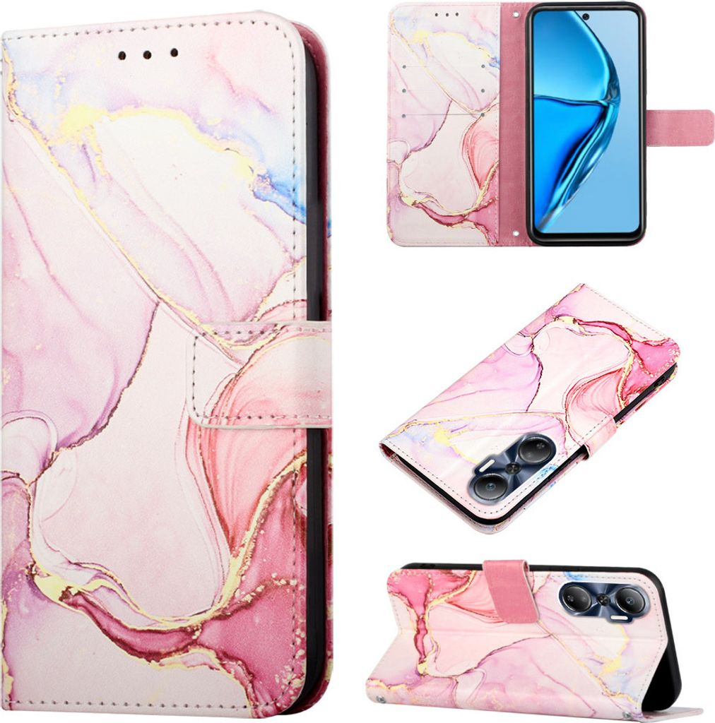 Infinix Hot 20 4G Hülle, Marmor Motiv Kunstleder Tasche Wallet Kartenfächer mit Standfunktion Klapp Schutzhülle für Infinix Hot 20 4G Beige