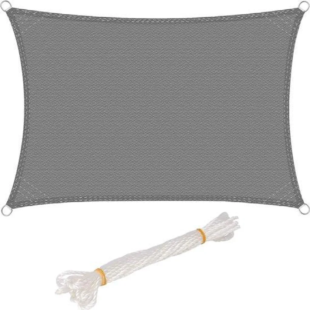 Voile d'ombrage rectangulaire 4x6 m en tissu respirant haute densité UV
