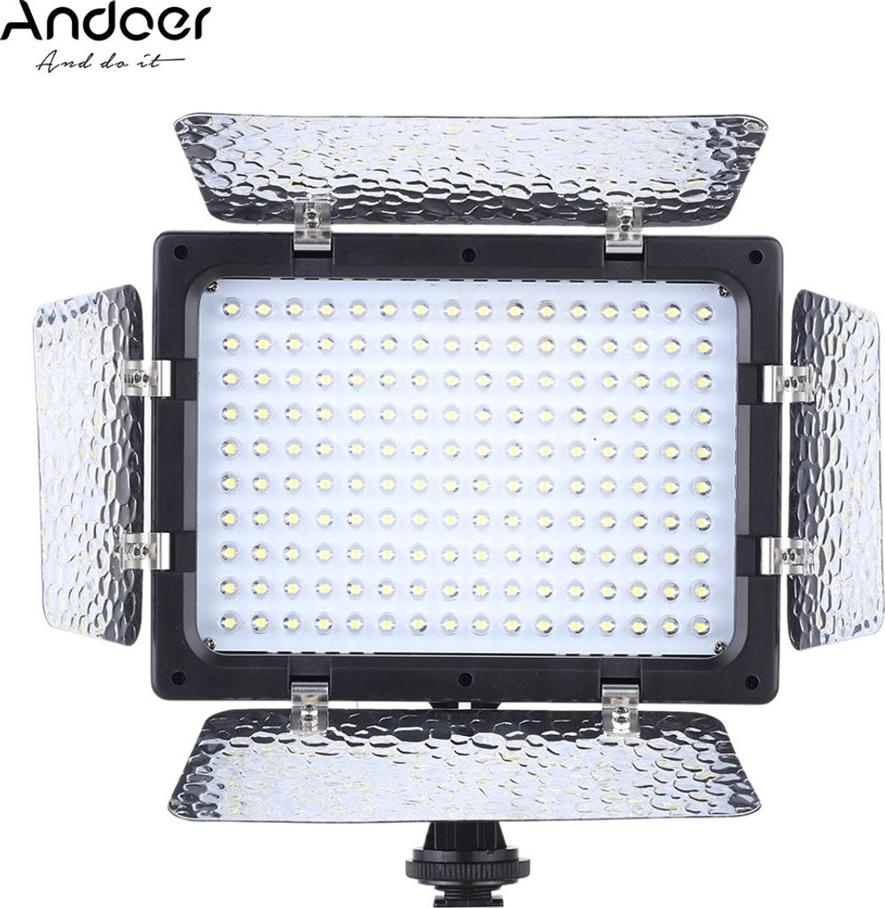 Andoer W160 Video Fotografie Licht Lampe Panel 6000K 160 LEDs fuer Canon Nikon Pentax Olympus Fujifilm DSLR Kamera DV-Camcorder
